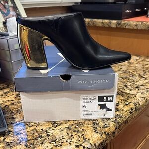 Worthington Black and Gold Mules